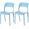 Fabulaxe Modern Plastic Outdoor Dining Chair with Open Curved Back, Blue, PK 2 QI004227.BL.2 - alternate 1